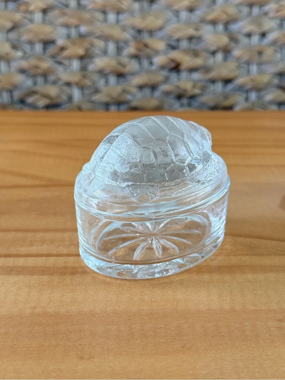 Turtle On Nest, Clear Glass, France, Small Oval Trinket Dish, Cottagecore